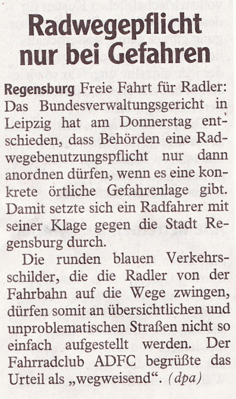 artikel radwegepflicht