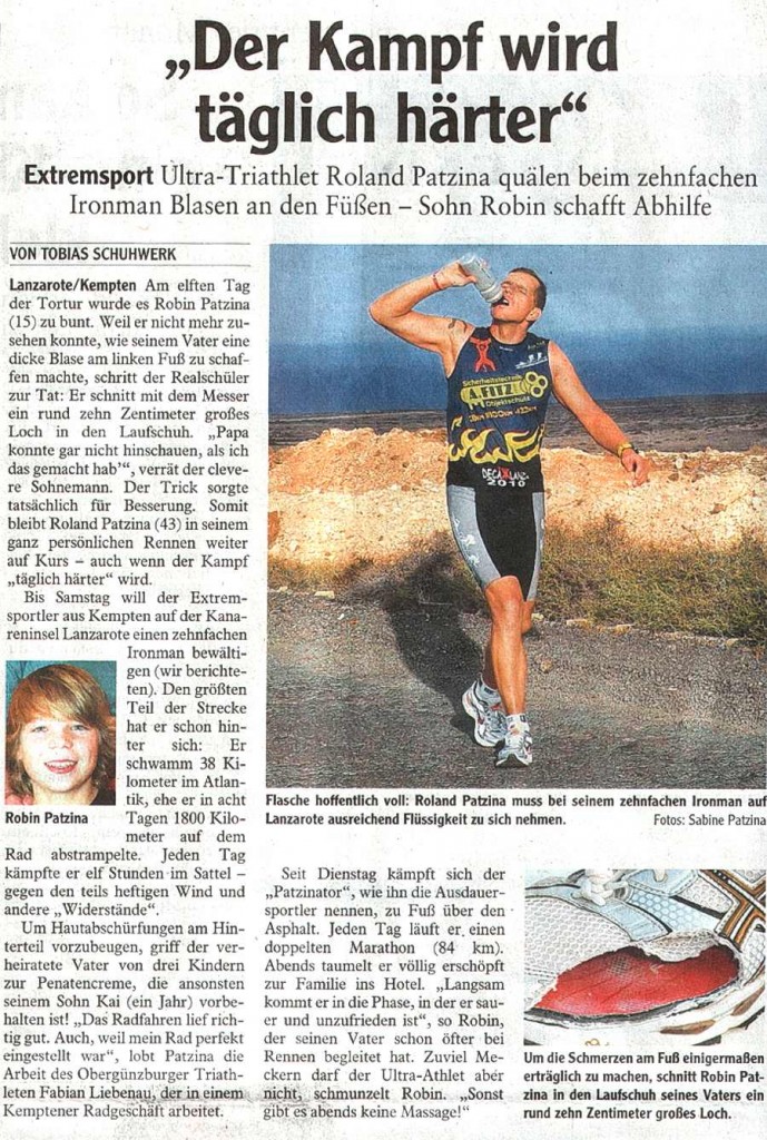 Pressebereicht zum Decatriathlon aif Lanzarote